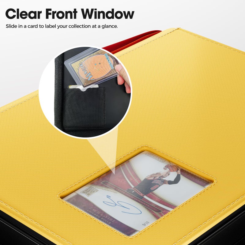 ProCase 4 Pocket Top Loader Binder, Holding 144 Cards in 3""x4"" Toploaders, Side Loading Small Book Folder with Clear Window for Pokemon, Trading, Sports Cards Collection TCG, MTG -Yellow - Image 3